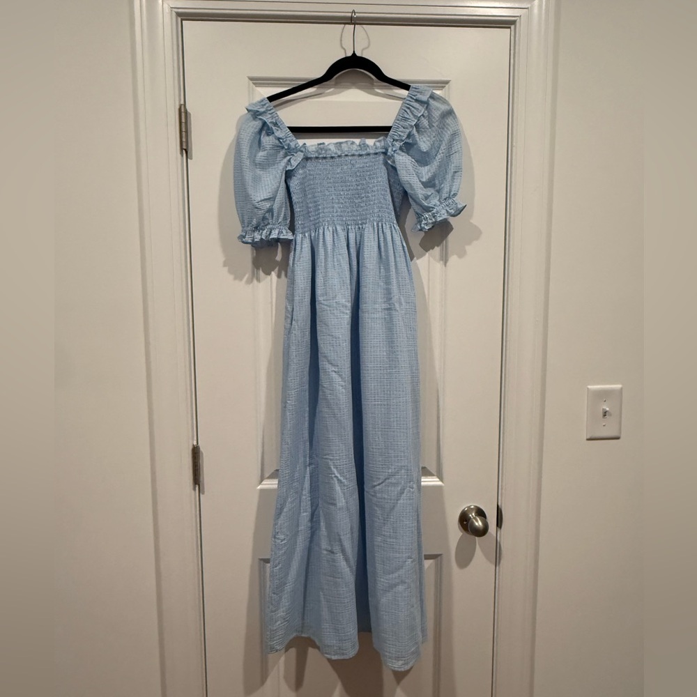 Hill House Home Scarlett Nap Dress - Pale Blue Puff Sleeve Smocked Dress - Picture 7 of 7